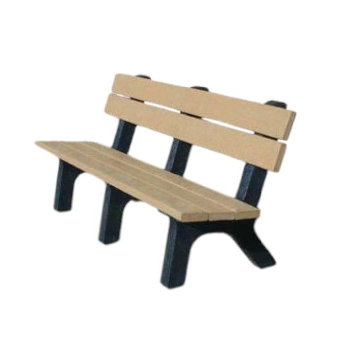 Outdoor Bench in Black, Traditional Slat Back with Curved Leg Supports