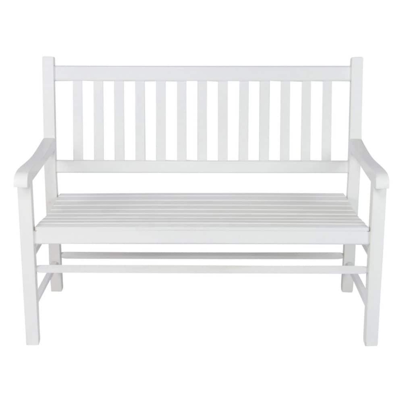 Outdoor Bench in Classic Cottage Style with Vertical Slatted Back