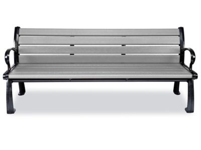 Outdoor Bench Industrial Curved Metal Arms Composite Slats