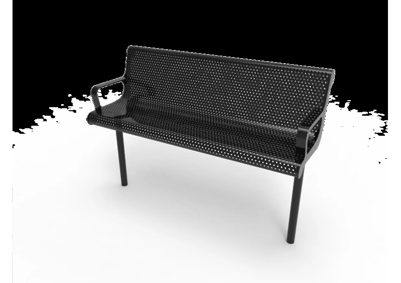 Outdoor Bench made of Blue Perforated Steel with Contoured Design