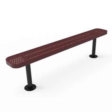 Outdoor Bench Matte Black Metal Perforated Seat Backless Utility