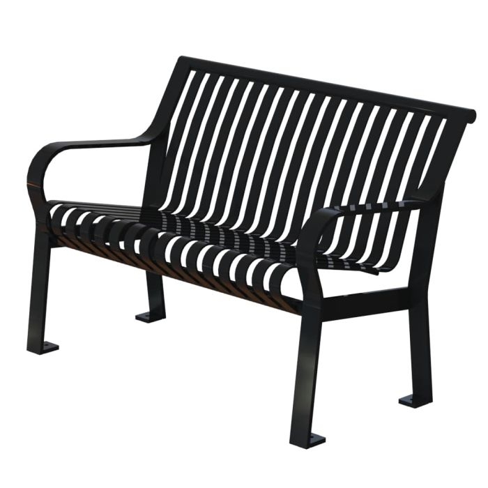 Outdoor Bench Mounting Plates Metal Park Style Curved Seating