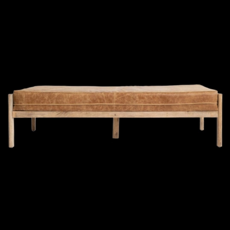 Outdoor Bench Notched Pedestal Base Thick Timber Rustic Poolside