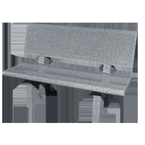 Outdoor Bench Polished Granite Look Slanted Backrest Slab Legs