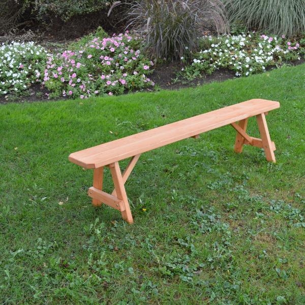 Outdoor Bench Rustic Compact 2ft Length Mushroom Stain Backless Wood