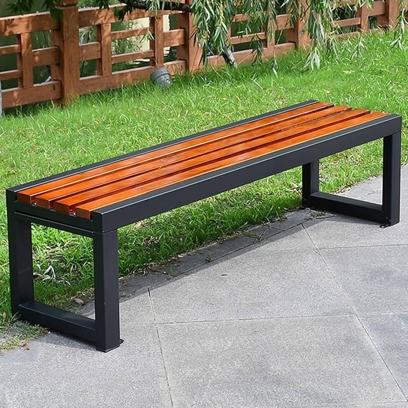 Outdoor Bench Scrollwork Back Slatted Seat Curved Legs Classic