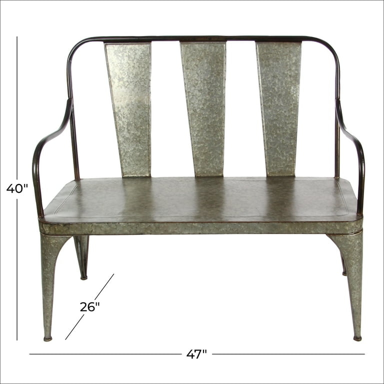Outdoor Bench Scrollwork Backrest Metal Farmhouse Style