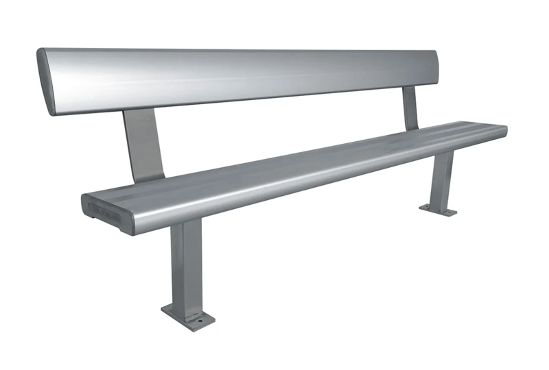 Outdoor Bench Slatted Backrest Brushed Aluminum Durable