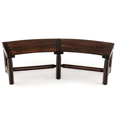 Outdoor Bench Slatted Backrest X Frame Base Mission Style Wooden