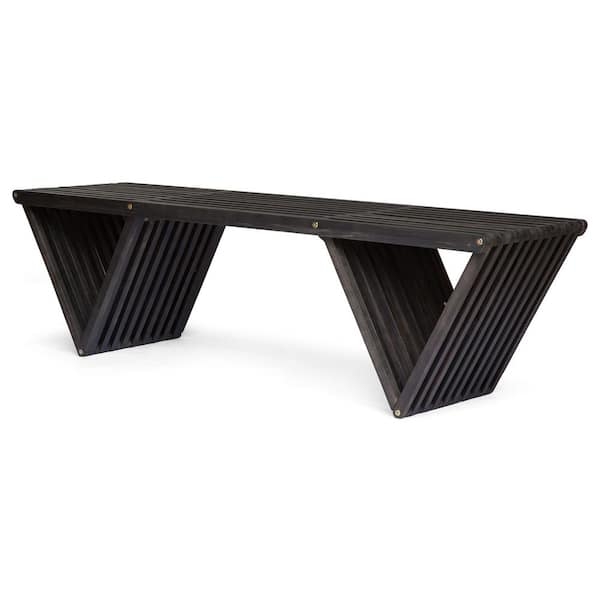 Outdoor Bench Triangular Shape Slatted Seat Warm Honey Brown Wood