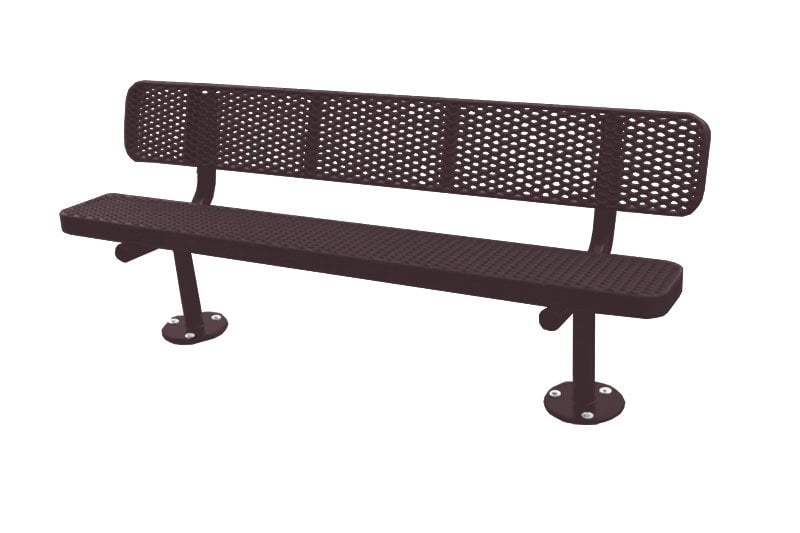 Outdoor Bench Vibrant Blue Perforated Metal Custom Lettering Mount