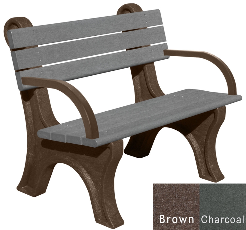 Outdoor Bench with Charcoal Frame and Realistic Wood Grain Finish