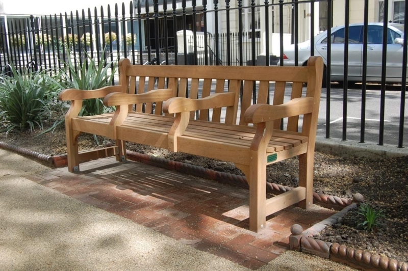 Outdoor Bench with Industrial Bollard Base and Multi-Arm Dividers