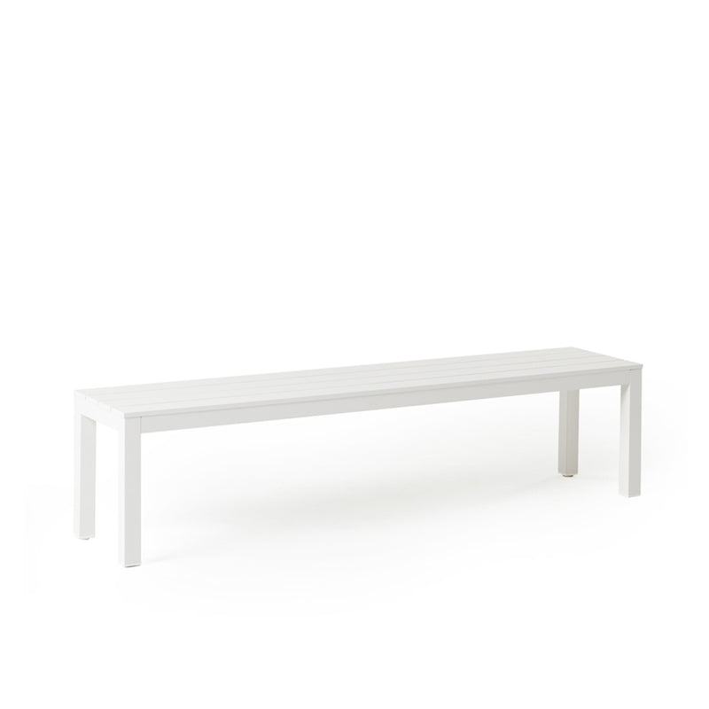 Outdoor Bench with Minimalist Backless Design in Aluminum Frame