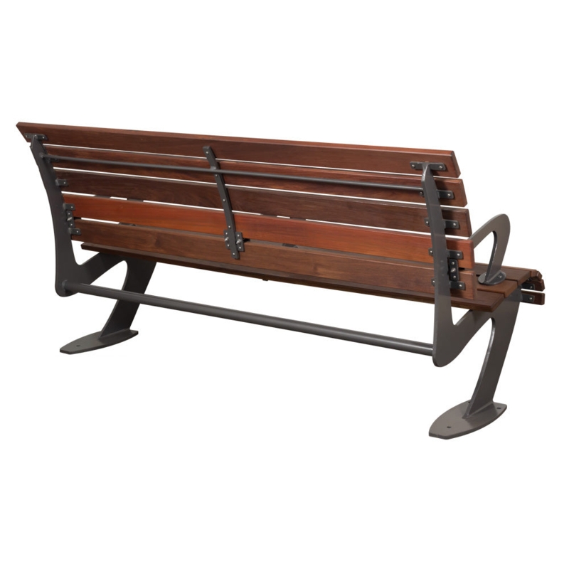Outdoor Bench with Mixed Material Charcoal Frame and Light Wood Slats