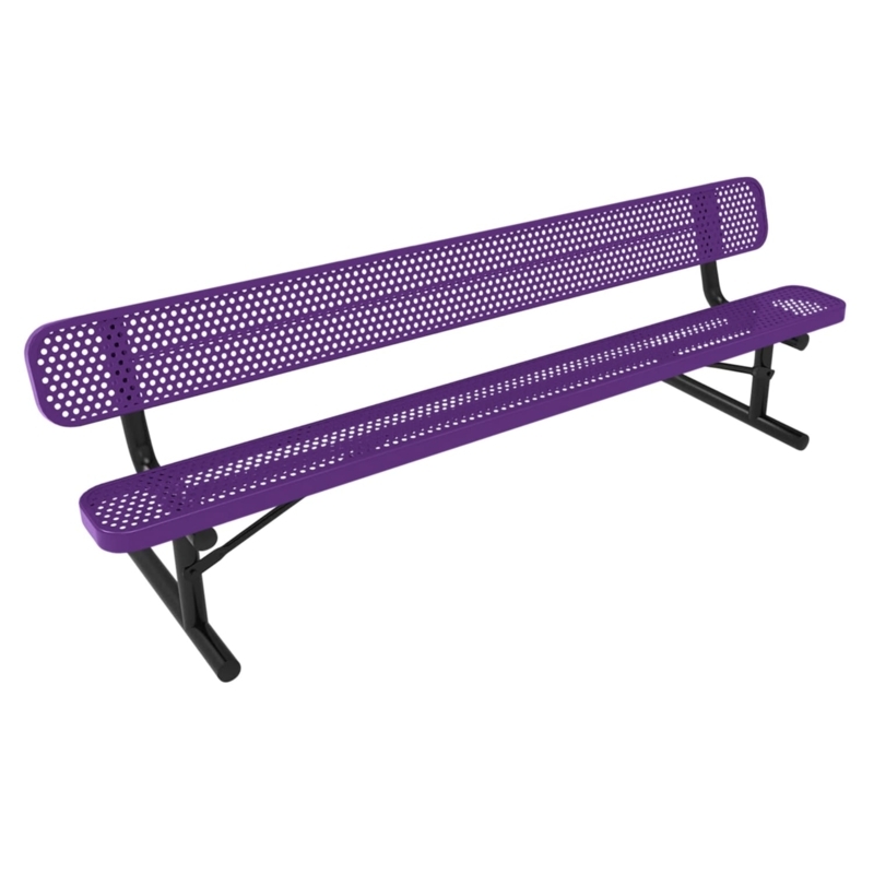 Outdoor Bench with Punched Metal Design and Thermoplastic Coating
