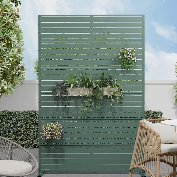 Outdoor Privacy Screen Sage Metal Slatted Planter Hooks