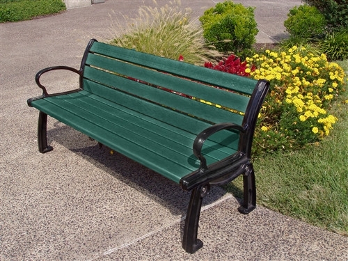 Park Bench Black Frame Forest Green Slats Recycled Plastic Slatted