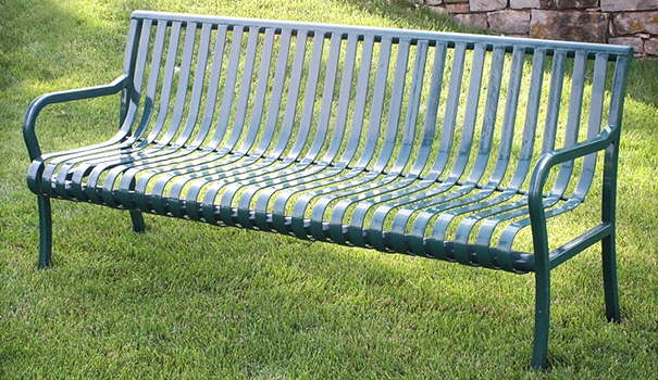 Park Bench Charcoal Grey 6ft Steel Slat Contoured Seat Durable