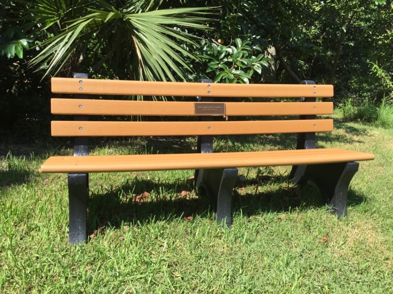 Park Bench Composite Lumber Slats Three Leg Frame Durable