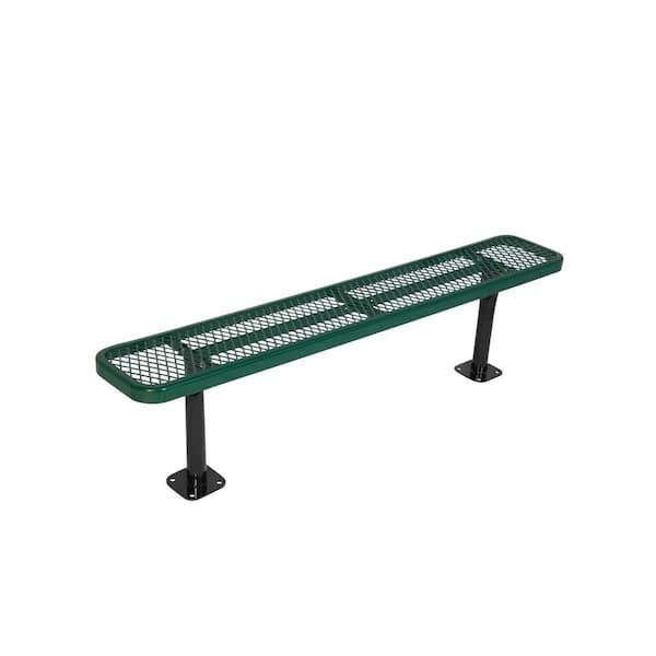 Park Bench Diamond Mesh Seat Surface Mount Commercial Backless