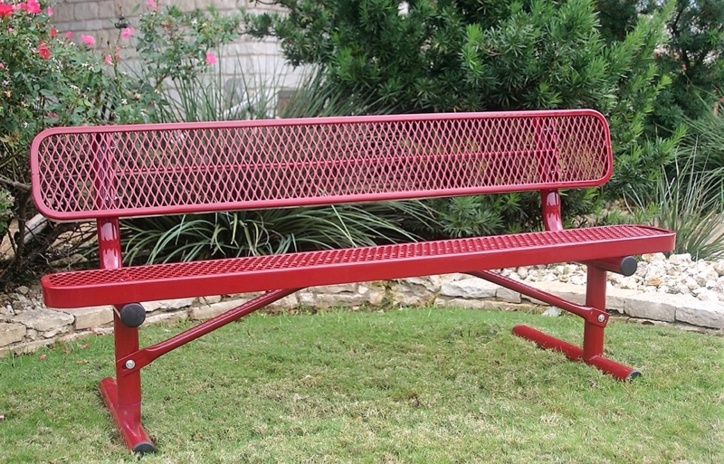 Park Bench Forest Green Expanded Metal Mesh Sled Legs Heavy Duty