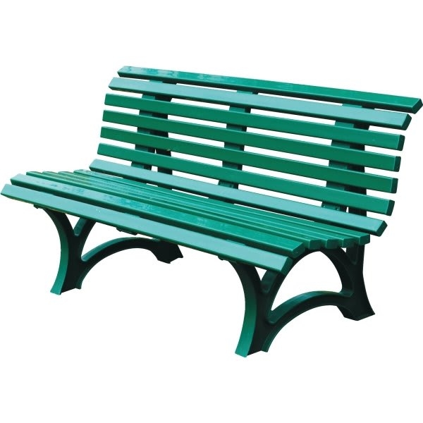 Park Bench Plastic Resin Slatted Arched Legs Weather Resistant Durable