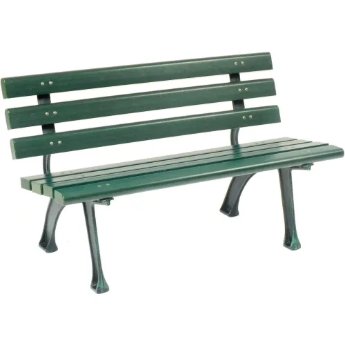 Park Bench Recycled Plastic Slats Metal Legs Outdoor Seating Industrial