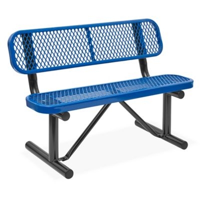 Park Bench Sled Base Black Frame Accent, Industrial Weather-Resistant