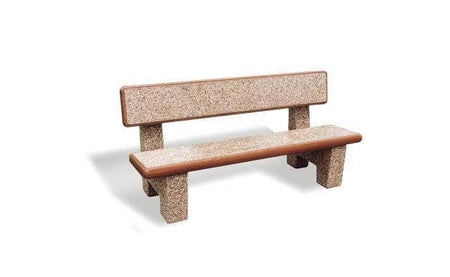 Park Bench Solid Stone-Like Block Legs Brutalist Industrial Seating