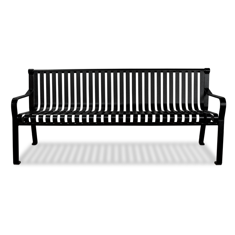 Park Bench Steel Strap Construction Industrial Matte Seating