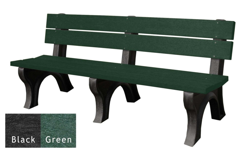 Park Bench Three Leg Base Recycled Plastic Six Foot Outdoor Seating