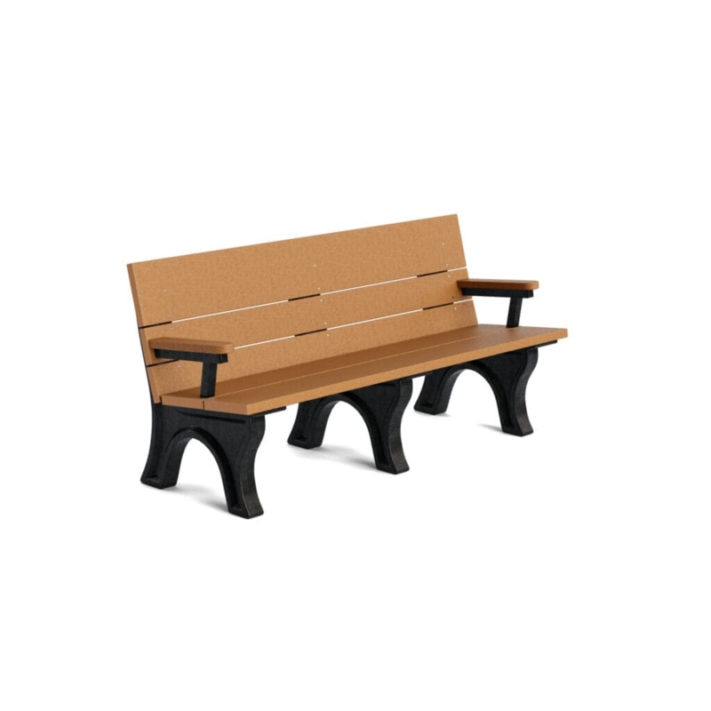 Park Bench Traditional Contrast Frame Slatted Design Wood and Metal