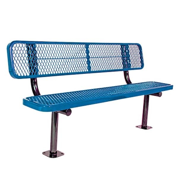 Park Bench with Surface Mount Legs, Armless Diamond Mesh Design