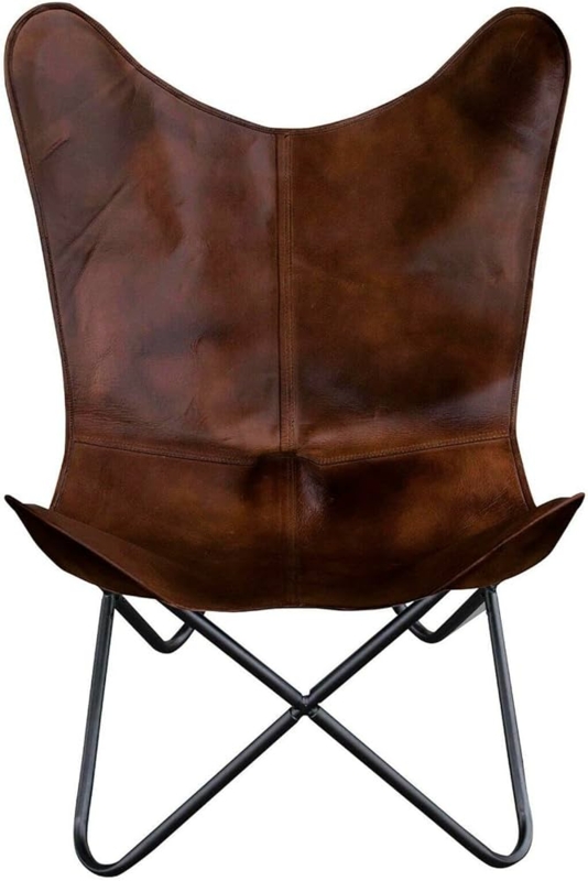 : PARRYS LEATHER WORLD Vintage Leather Butterfly Chair | Leather  Handmade Chair for Lounge Accent Outdoor and Indoor Home Dcor, Relax Arm  Chairs (Dark Brown,Fold-able Stand) : Patio, Lawn & Garden