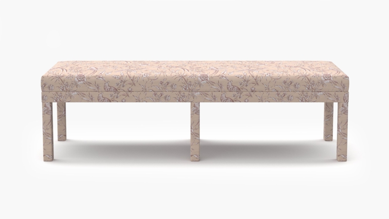 Parsons Bench with Six Legs in Blush Aviary Print, Traditional Seating