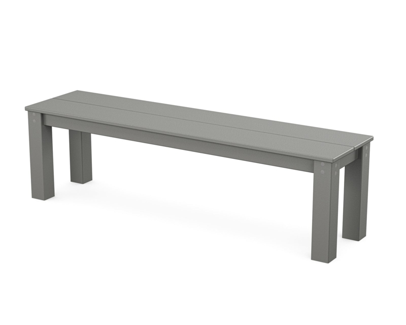 Parsons Style Bench with Gray Composite Material and Square Legs