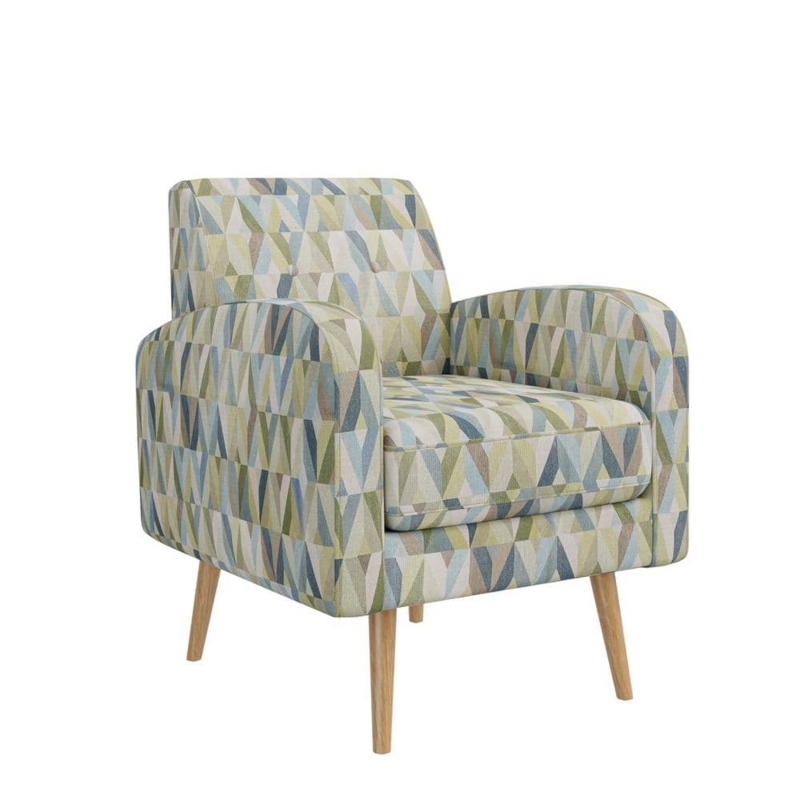 Pastel Prism Accent Chair Geometric Pattern Flared Back Tapered Legs