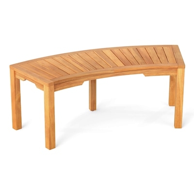 Patio Bench Vertical Slats Natural Finish Traditional Garden Seating