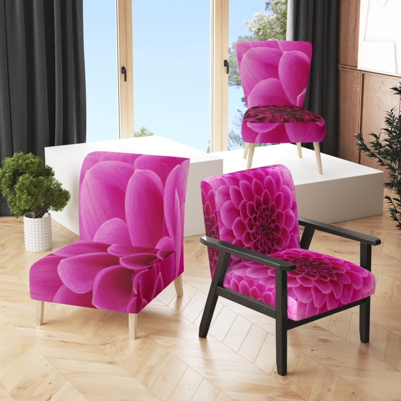 Patterned Accent Chair with Bold Abstract Floral Print