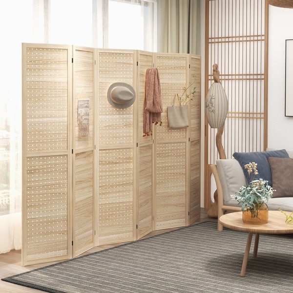 Pegboard Privacy Screen with Six Panel Folding Design