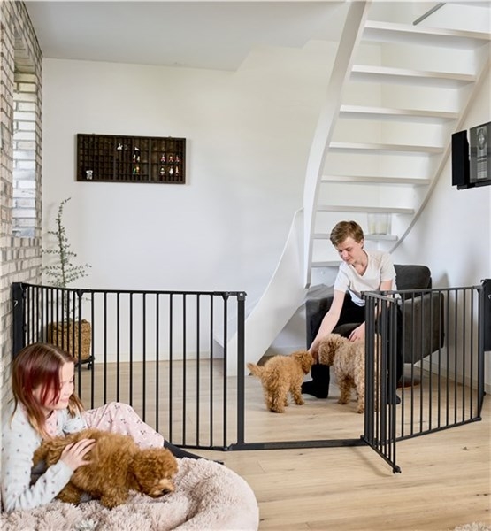 Pet Gate Expandable Matte Black Metal Walk Through