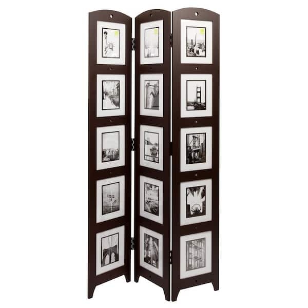 Photo Frame Room Divider Folding Screen with 15 Integrated Slots