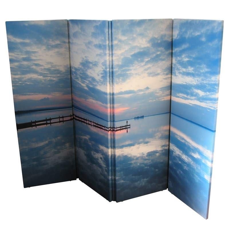 Photographic Room Divider featuring Continuous Lakeside Sunset Print