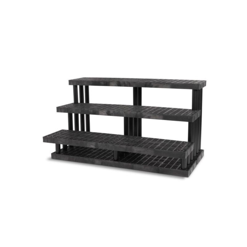 Plant Stand Black Matte Slatted Drainage Shelves Stepped