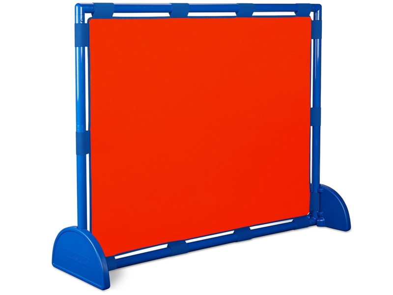 Portable Classroom Room Divider, Easy-Clean Red Panel & Blue Frame