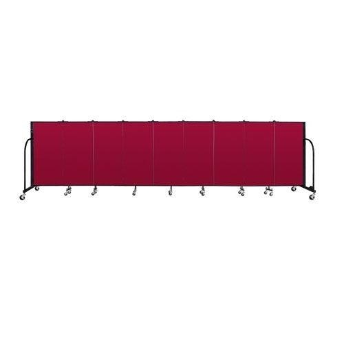 Portable Maroon Fabric Folding Room Divider, Multi-Panel Folding Screen