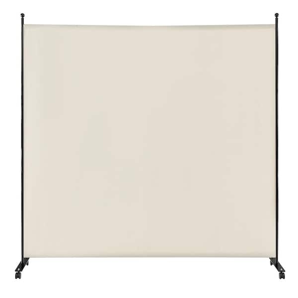 Portable Office Privacy Screen Beige Rolling Fabric Single Panel