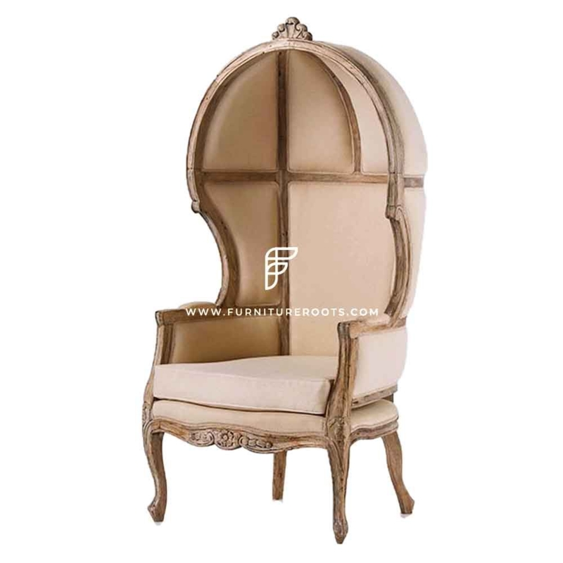 Porter Chair Toile Pattern Carved Frame Traditional