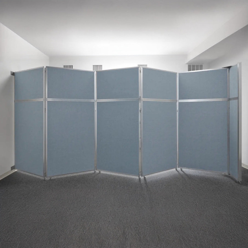 Powder Blue Privacy Screen with Mobile Folding Metal Frame